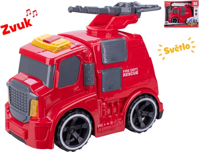 Wóz strażacki z napędem bezwładnościowym 19 cm ze światłami i dźwiękami