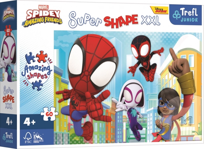 Puzzle 60 elementów XXL Super Shape Mądry Spidey, Spidey i jego super przyjaciele