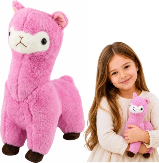 Pluszowa alpaka (lama) różowa 28 cm - 1 sztuka