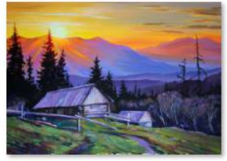 Malowanie diamentowe – góry o zachodzie słońca 40 × 30 cm