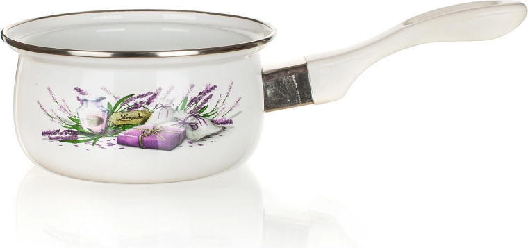 Emaliowany rondel Lavender 14 cm z długą rączką 0,65 l
