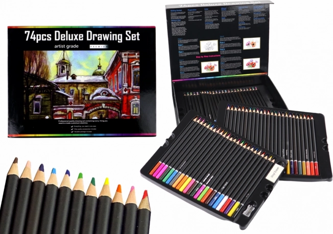Zestaw do rysowania w magnetycznym pudełku, 74 elementy