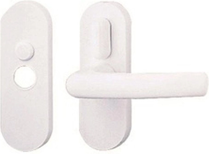 Klamka drzwiowa Klasik międzypokojowa z dźwignią, biała, plastik