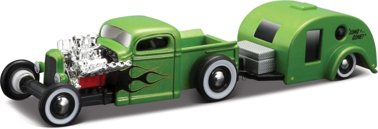 Maisto Design Tow & Go Chevrolet pick-up z przyczepą kempingową