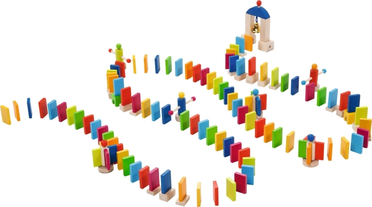 Domino Rally drewniany tor domino z dzwoneczkiem