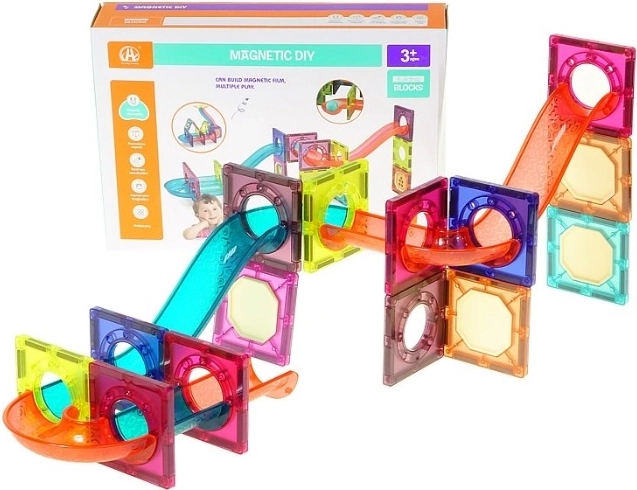 Magnetyczne klocki DIY Magnetic – tor kulkowy 37 elementów