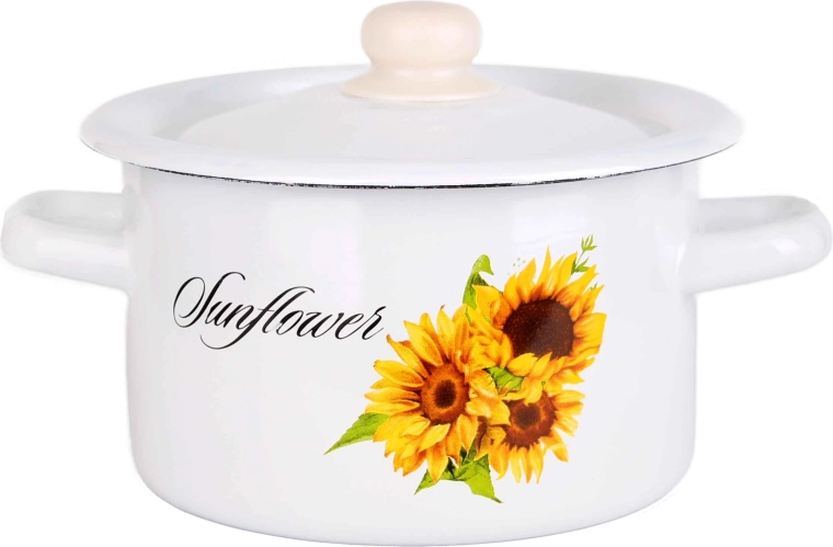 Emaliowany garnek z pokrywką 2 l Słonecznik