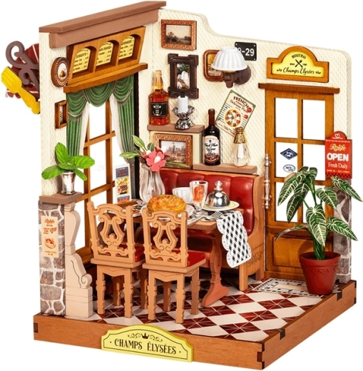 RoboTime 3D drewniana miniatura domku – bistro na Champs-Élysées