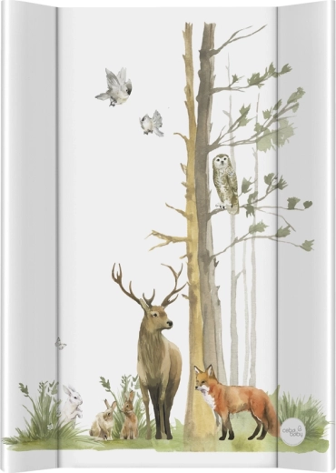 Ceba Baby miękka mata do przewijania z bocznymi krawędziami Basic Woodland 50 × 70 cm