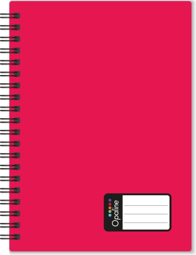 Notes A4 z boczną spiralą twin wire, 60 kartek, czerwony, PP Opaline