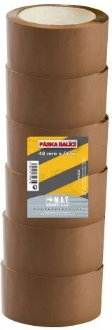 Taśma pakowa 48 × 66 m brązowa, zestaw 6 szt.