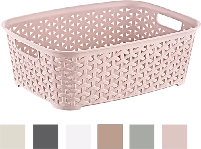 Plastowy koszyk z rattanowym wzorem 29 × 22 × 11 cm, 5,2 l