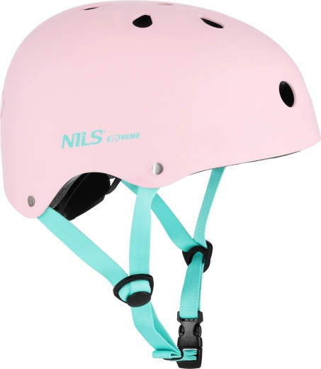 Różowy kask NILS Extreme na rolki, rower i hulajnogę – XS (48–52 cm)