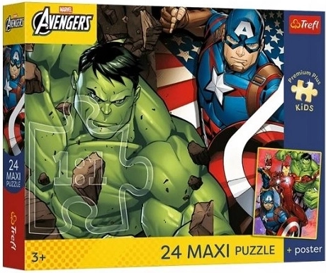Trefl Marvel Avengers maxi puzzle 24 elementy z plakatem