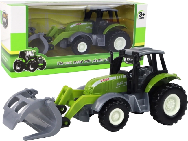 Zielony traktor z ładowaczem „krokodylek” – dziecięca maszyna rolnicza