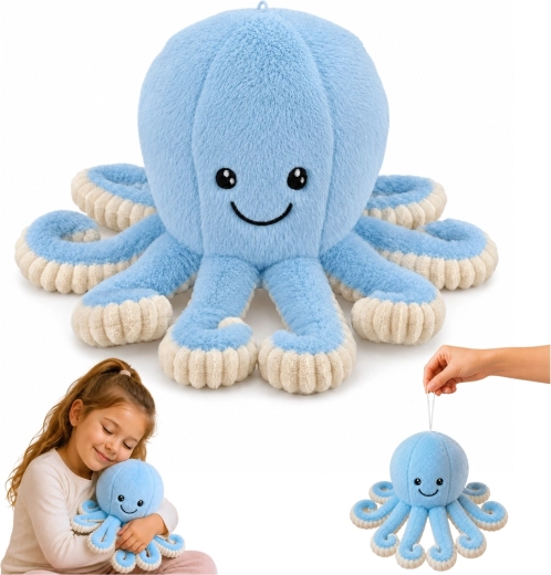 Pluszowa ośmiornica ze sprężystymi mackami niebieska 30 cm - 1 sztuka