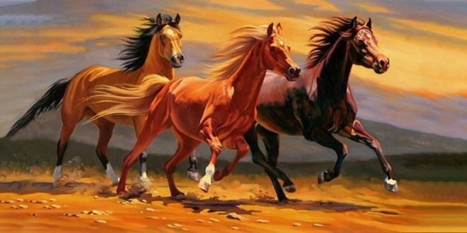 Mozaika diamentowa – trzy konie