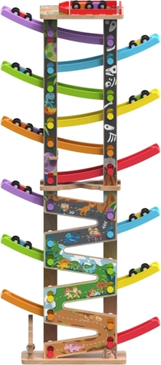 2Kids Toys duża drewniana wieża wyścigowa z 12 rampami