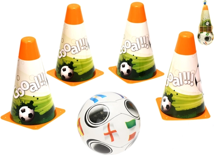 Dziecięcy zestaw treningowy do piłki nożnej z piłką i pachołkami