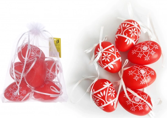 Dekoracyjne plastikowe jajka czerwone 6 cm