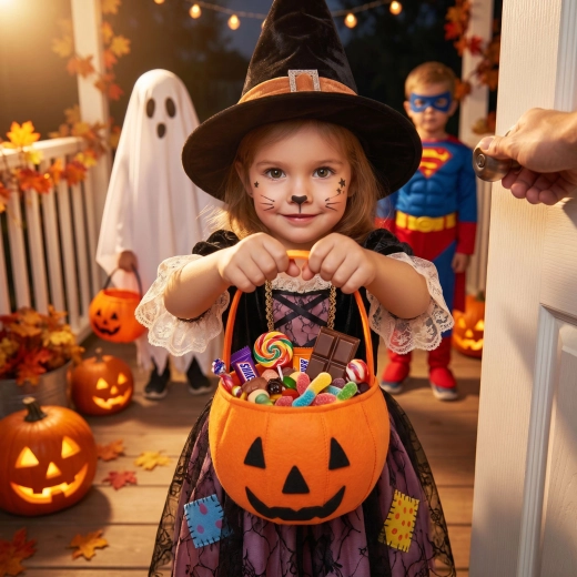 Halloweenowy filcowy koszyk z motywem dyni, pomarańczowy