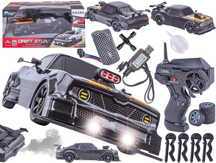 Samochód RC do driftu Dodge 1:16 4WD 2,4 GHz z światłami LED i efektem pary – 1 szt.