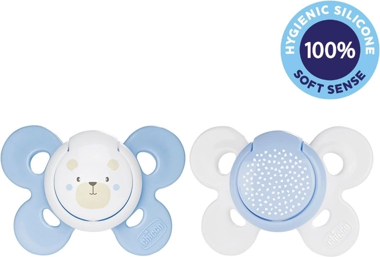 Chicco smoczek Physio Comfort silikonowy 2–6 m, wzór miś/kropki, 2 szt.