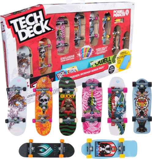 Tech Deck Legends Sk8shop Bonus Pack – zestaw 8 fingerboardów z rampą Neon