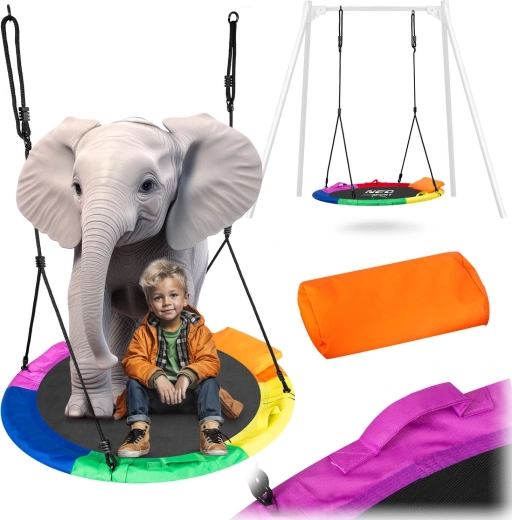 Neo-Sport huśtawka bocianie gniazdo Swingo 110 cm tęczowa