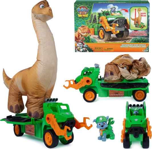 Spin Master Psi Patrol i dinozaury – pojazd dino Megasaurus z automatycznie nadmuchiwanym dinozaurem i figurką Rocky’ego