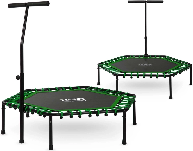 Neo-Sport sześciokątna trampolina fitness z uchwytem 127 cm zielona