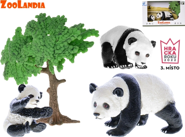 Zoolandia panda z młodymi i akcesoriami – zestaw figurek do zoo