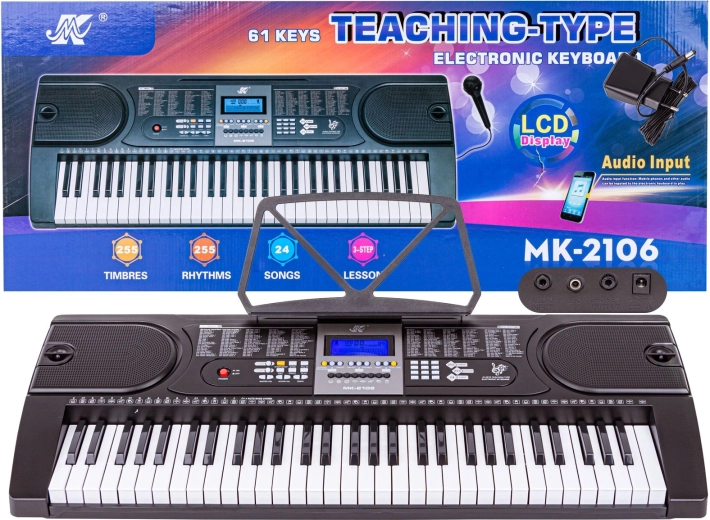 Keyboard 61-klawiszowy z mikrofonem i zasilaczem MK-2106