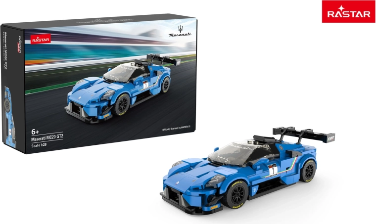 Klocki konstrukcyjne auto Rastar Maserati MC20 GT2 niebieskie 1:28 - 1 sztuka