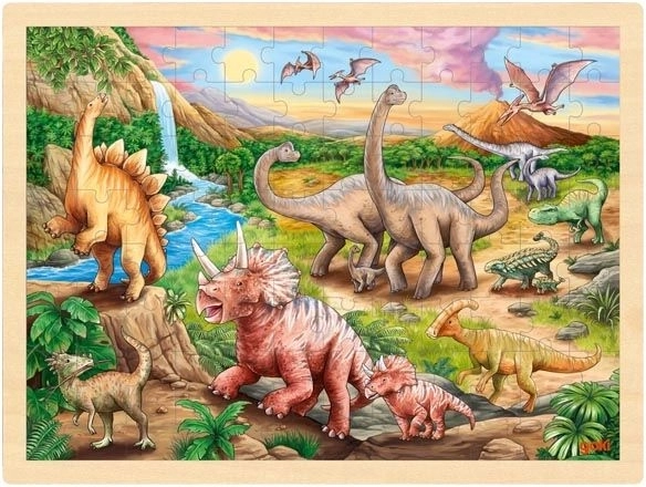 Goki drewniane puzzle Dinozaurza ścieżka, 96 elementów