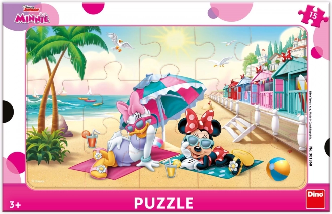 Puzzle DINO Minnie i Daisy na plaży 15 elementów