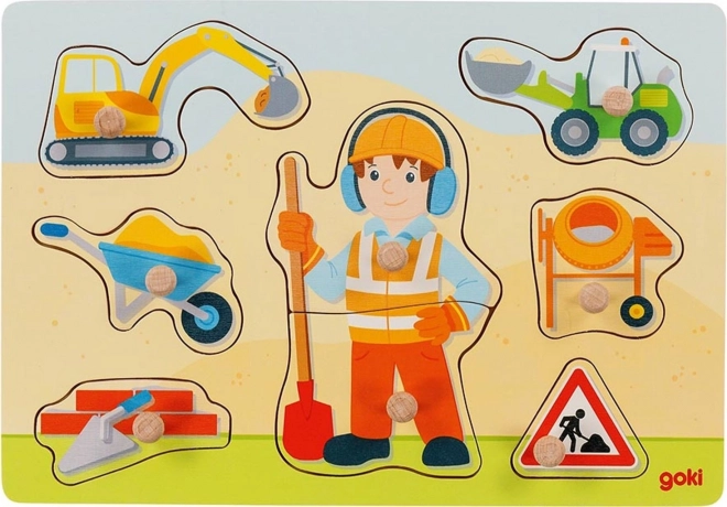 Drewniana układanka – robotnik budowlany GOKI