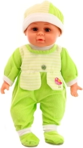 Dzidziuś dźwiękowy zielony – miękka lalka ze sztucznymi dźwiękami