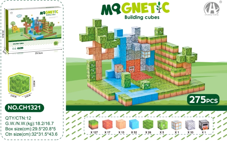 Magnetyczne klocki 3D – zestaw 275 elementów