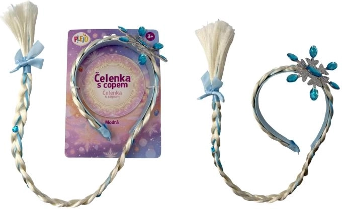 Plejo opaska z warkoczem niebieska