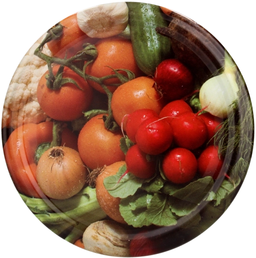 Metalowa zakrętka RTS 82 mm z motywem rzodkiewek i cebulki