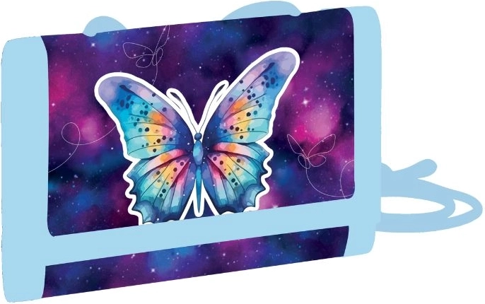 Dziecięcy tekstylny portfel Motyl na szyję z rzepem