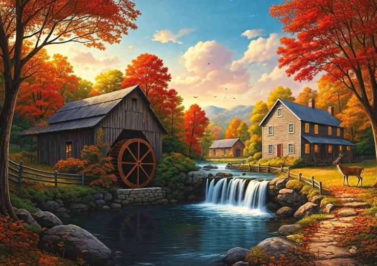 Puzzle Jeleń przy progu wodnym 1000 elementów