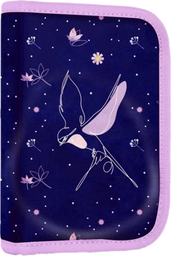 Piórnik szkolny z 2 klapkami Flowers, pusty