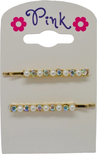 Zestaw 2 spinek do włosów z perełkami i kamyczkami
