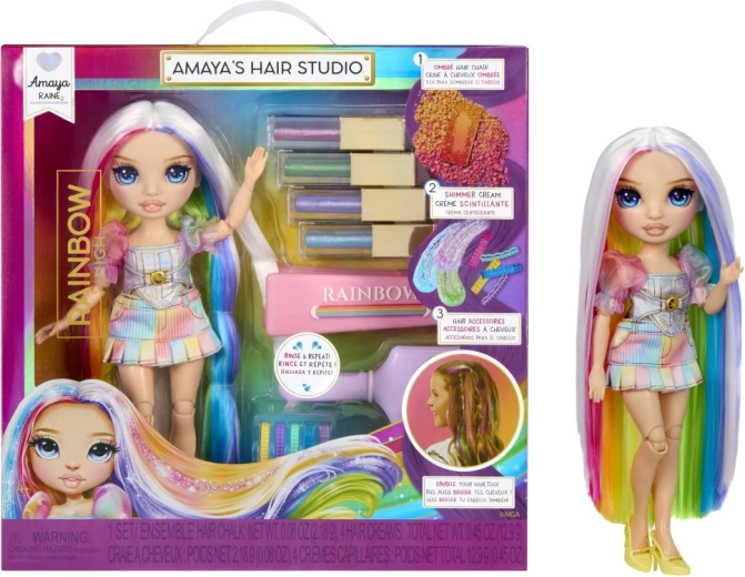 Rainbow High studio fryzjerskie z lalką Amaya Raine