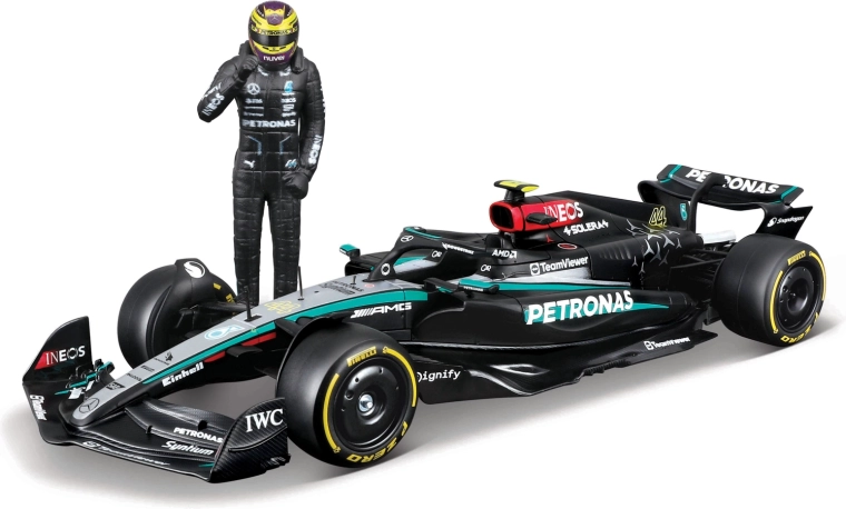 Model F1 Bburago Mercedes-AMG Petronas W15 2024 Lewis Hamilton 1:24 z figurką kierowcy