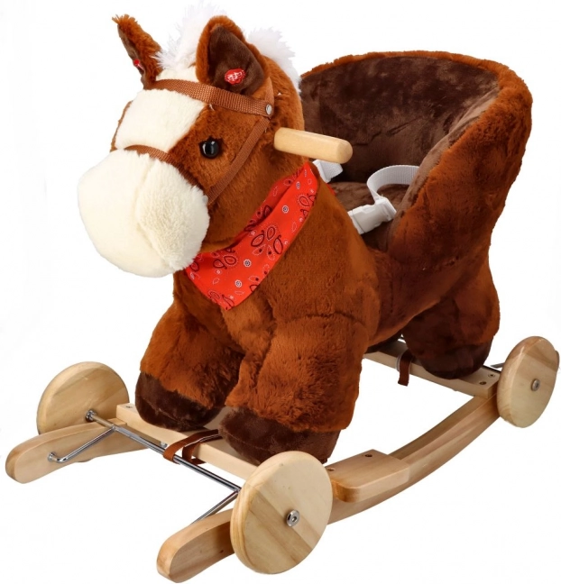 Koń na biegunach z kółkami i siedziskiem