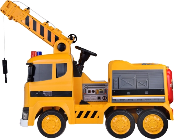 Elektryczny samochodzik dźwig z ruchomym hakiem, światłami i dźwiękami, 12V, zdalne sterowanie