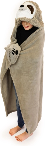 Grzejący dziecięcy koc z kapturem leniwiec Cozy Noxxiez
